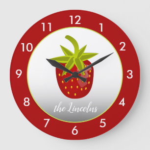 Grande Horloge Ronde Framboise rouge personnalisée