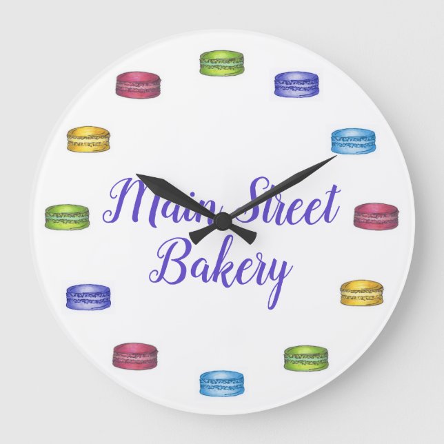 Grande Horloge Ronde Français Boulangerie Macaron Cookies Pâtisserie Pe (Recto)