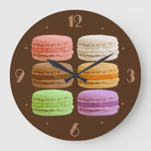 Grande Horloge Ronde Français Macarons - pastels muti-colorés