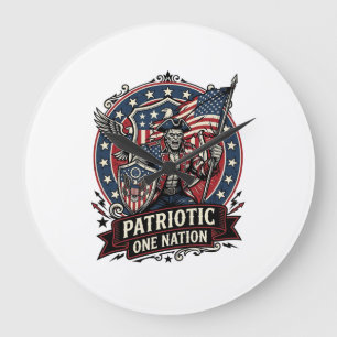 Grande Horloge Ronde Frankenstein patriotique de liberté brute d'horreu