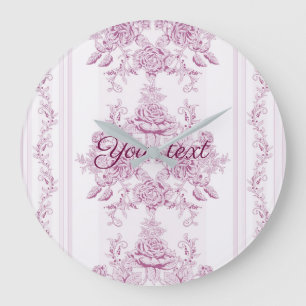 Grande Horloge Ronde French chic,pink,toile,floral,pattern,victorian,Fl