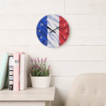 French Flag Wall Clock — Waving Flag Design