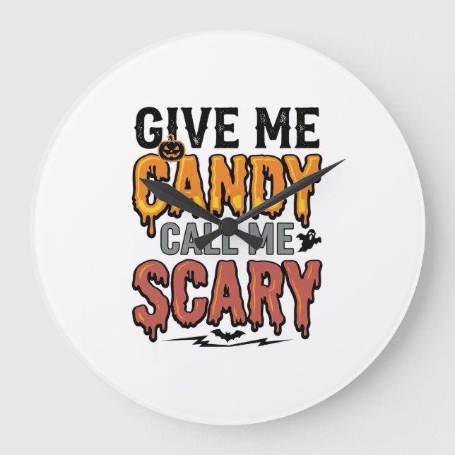 Grande Horloge Ronde Friandises d'Halloween Donnez-moi des bonbons Appe (Recto)