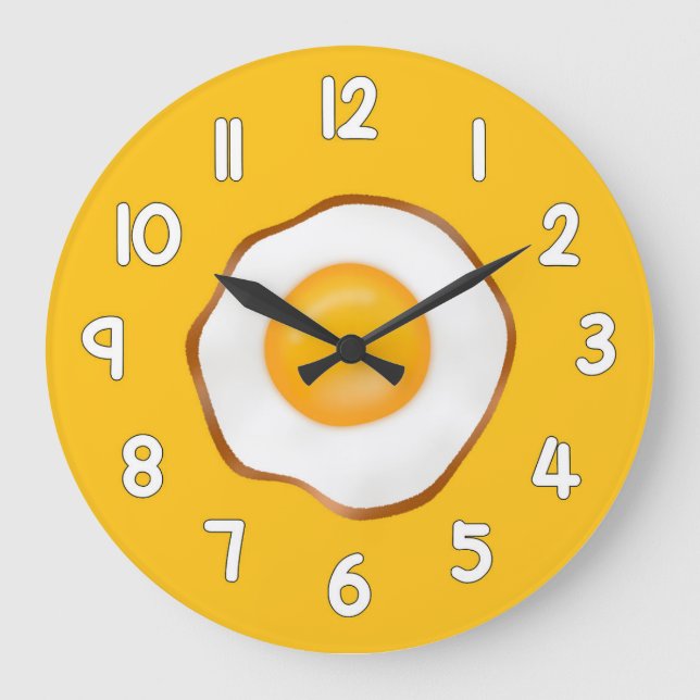 Grande Horloge Ronde Fried Egg Wall Clock – Fun Kitchen Breakfast Home  (Recto)