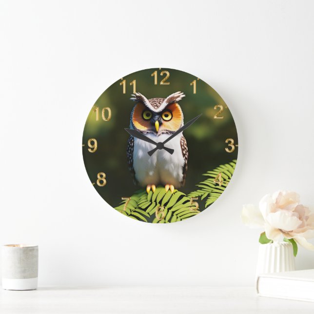 Grande Horloge Ronde "Frieda the Screech Owl : A Nocturnal Beauty" (Maison)