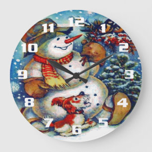 Grande Horloge Ronde Frosty le bonhomme de neige et ses amis Noël vinta