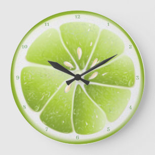 Grande Horloge Ronde Fruit Citrus de chaux
