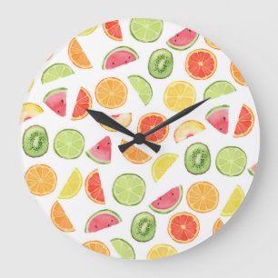 Grande Horloge Ronde Fruits colorés
