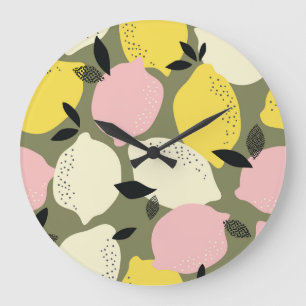 Grande Horloge Ronde Fruits d'agrumes Motif sans soudure
