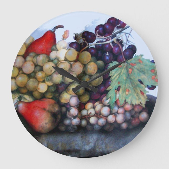 GRANDE HORLOGE RONDE FRUITS DE SAISON, RAISINS, POIRES, VIGNES (Recto)