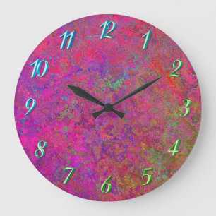 Grande Horloge Ronde Fuchia and turquoise texture