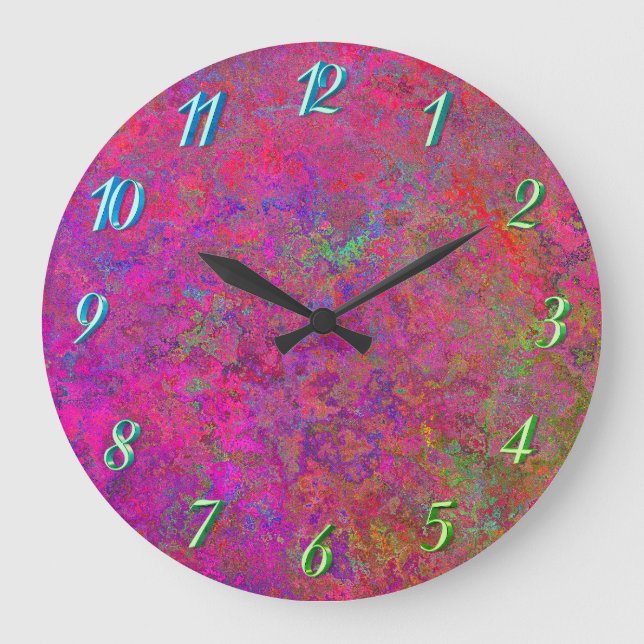 Grande Horloge Ronde Fuchia and turquoise texture (Recto)