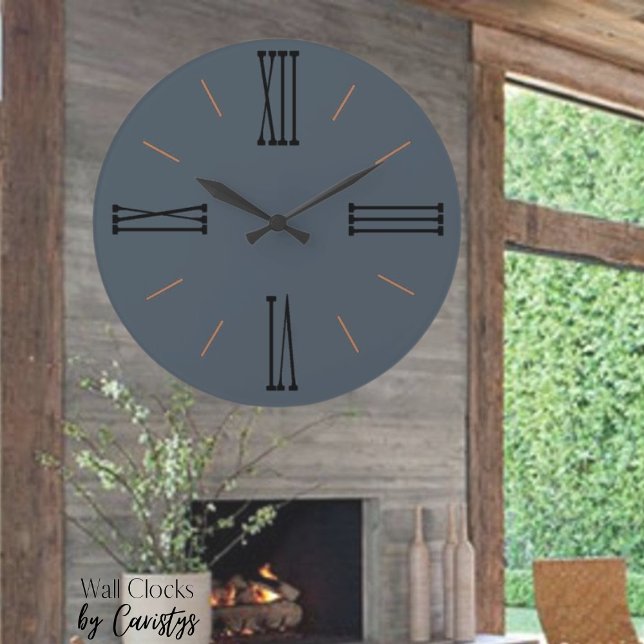 Grande Horloge Ronde Fumée gris moderne avec chiffres romains Grande ho (Créateur téléchargé)