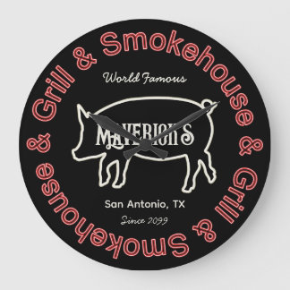 Grande Horloge Ronde Fumeur Hommes & Grill BBQ Wall