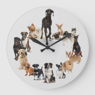 Grande Horloge Ronde Fun Dog Breed Pet Animals