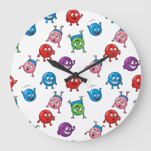 Grande Horloge Ronde Fun_&_Expressive_Circle_Characters_Seamless_Patter