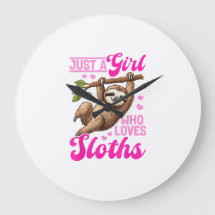 Grande Horloge Ronde Fun Lazy Paresseux Juste une Fille Qui Aime les Pa