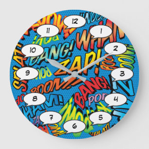 Grande Horloge Ronde Fun Retro Comic Book pop Art Sounds