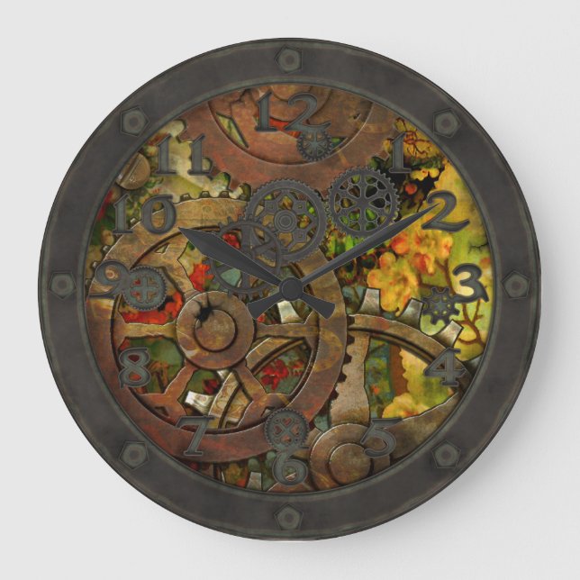 Grande Horloge Ronde Funky Victorian Brass Steampunk with Face (Recto)