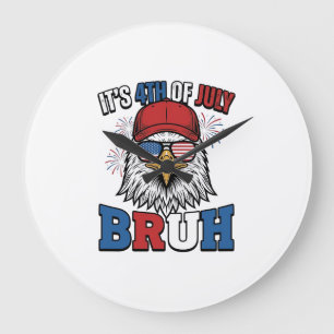 Grande Horloge Ronde Funny 4 juillet Eagle Bruh Maillot Patriotique Des