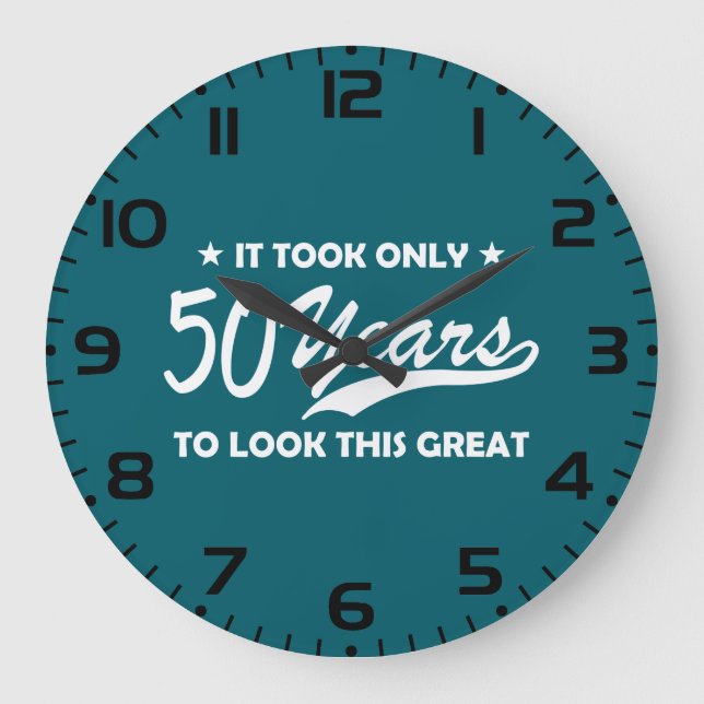 Grande Horloge Ronde Funny 50th Birthday Retro Typography (Recto)
