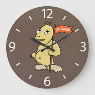 Grande Horloge Ronde Funny Cartoon Monster With Cookie