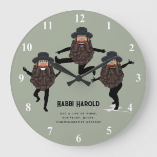 Grande Horloge Ronde FUNNY Dancing RABBI Personnalisé avec texte
