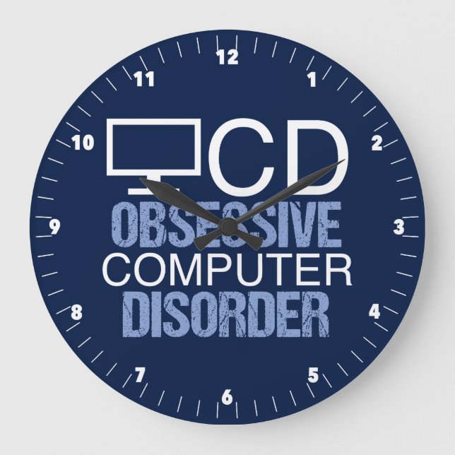 Grande Horloge Ronde Funny Geek informatique (Recto)