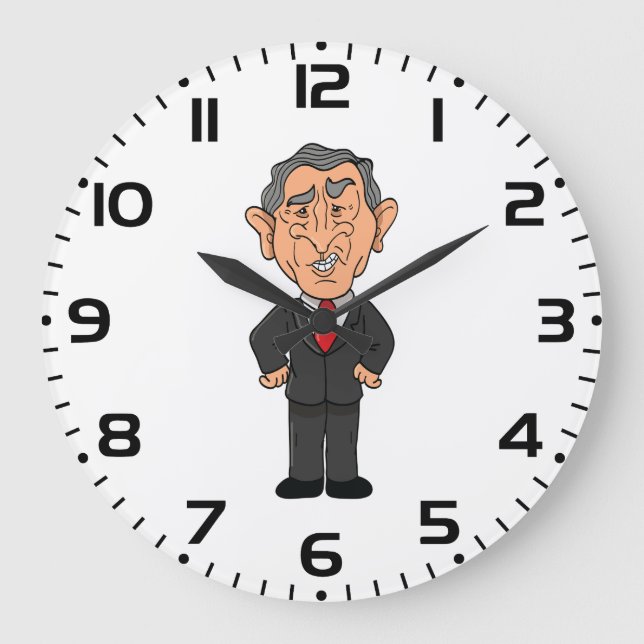 Grande Horloge Ronde Funny George W Bush Political Caricature (Recto)