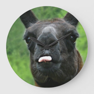 Grande Horloge Ronde Funny Llama with Major Attitude & Pink Tongue