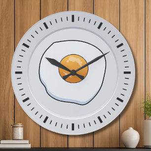 Grande Horloge Ronde Funny Omelet petit déjeuner - décor cuisine