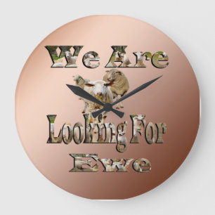 Grande Horloge Ronde Funny Sheep Pun Looking For Ewe, Wall Clock