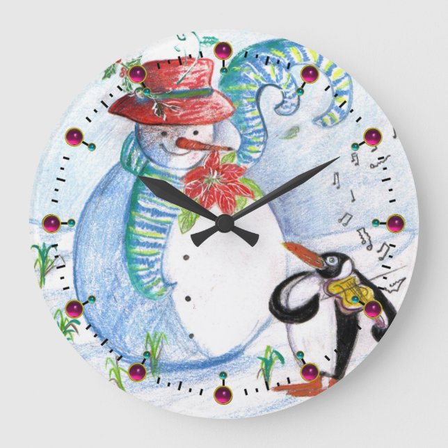 Grande Horloge Ronde FUNNY SNOWMAN AND PENGUIN's WINTER SERENADE (Recto)