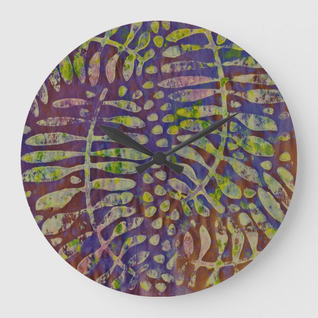 Grande Horloge Ronde Gabarit d'impression Gelli Art Abstrait (Recto)