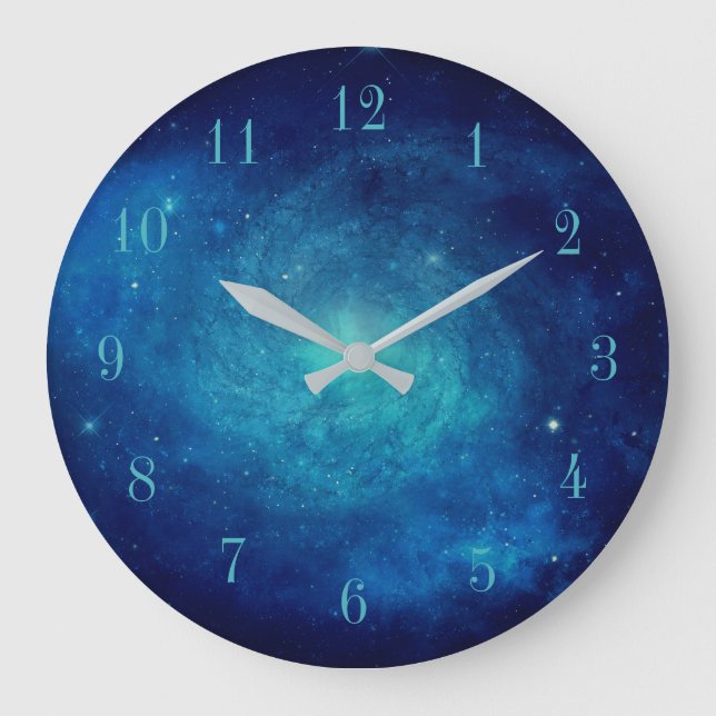 Grande Horloge Ronde Galaxie bleue d'espace extra-atmosphérique (Recto)
