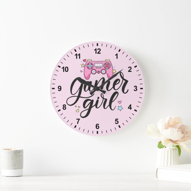 Grande Horloge Ronde Gamer fille (Maison)