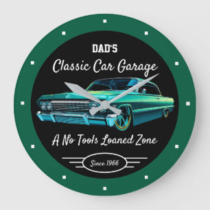 Grande Horloge Ronde Garage de voitures classiques Papa ou nom de quelq