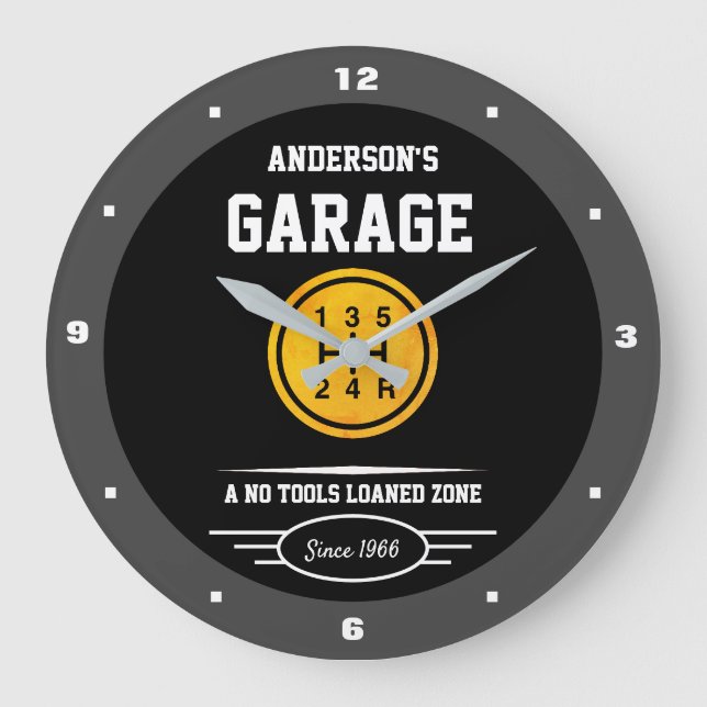 Grande Horloge Ronde Garage Slogan N'Importe Quel Nom Gold Car Gear Shi (Recto)