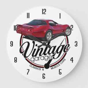 Grande Horloge Ronde Garage vintage de Corvette