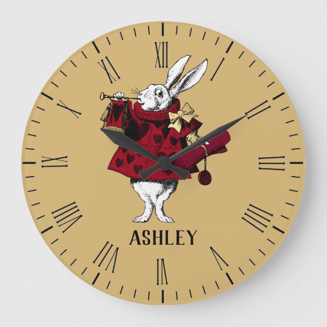 Grande Horloge Ronde Garbe blanc lapin Queens personnalisé (Recto)