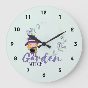Grande Horloge Ronde GARDEN WITCH - Personalize with text, spell, sigil