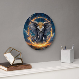 Grande Horloge Ronde Gardien Couronné de la Porte Céleste l'éléphant