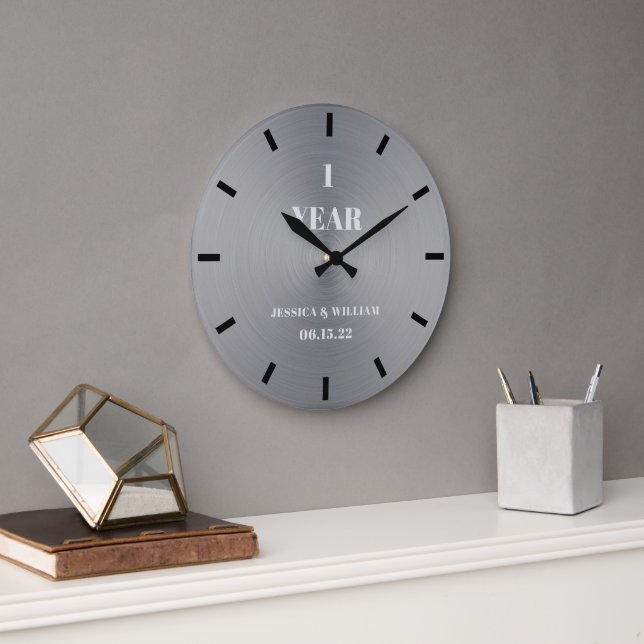Grande Horloge Ronde Gardien minimal Mariage d'argent moderne (Bureau)