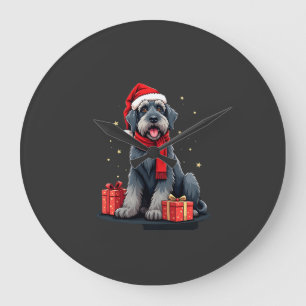 Grande Horloge Ronde Géant Schnauzer chien fêtes de Noël vacances Sant