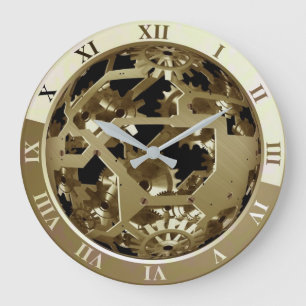 Grande Horloge Ronde Géars Golden