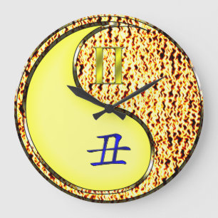 Grande Horloge Ronde Gémeaux & Bœuf de Feu