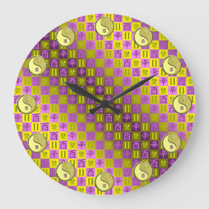 Grande Horloge Ronde Gémeaux & Coq de Métal