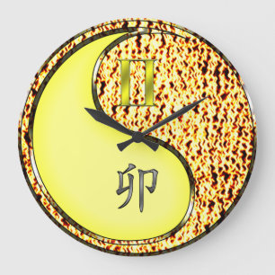 Grande Horloge Ronde Gémeaux & Lapin de Feu