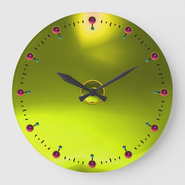 Grande Horloge Ronde Gemme jaune magique de topaze (Recto)