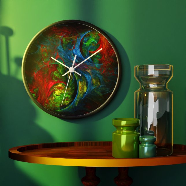 Grande Horloge Ronde Genesis Blue Art Abstrait Round (Genesis Blue Abstract Art Round Wall Clock)